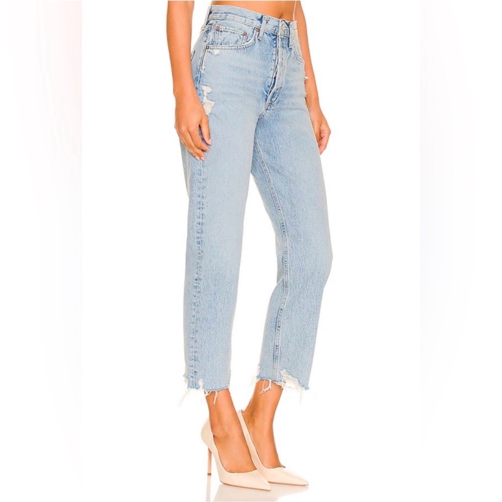 Agolde 90's Cropped Mid Rise Distressed Loose Straight Jeans Size 28 - Picture 2 of 11